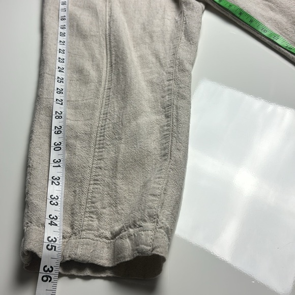 Old Navy Tan Flax Linen Taper Pull On Pants w/ Hidden Drawstring Belt, Sz L - Picture 10 of 11